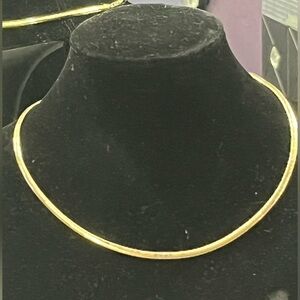 18k Gold Technibond Diamond cut omega polished flexible necklace vintage HSN